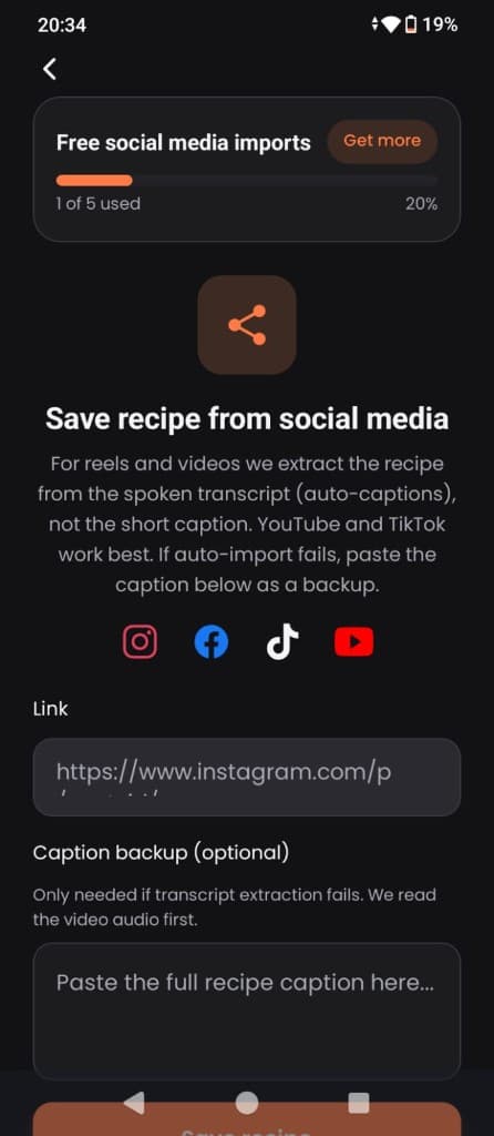 Social media import